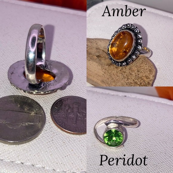 6pcs Handmade Ring Set Mookaite Jasper Purpurite Amber Gemstone - Picture 8 of 9